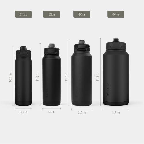 ZULU Powerfill Pro 24oz Stainless Steel Sip or Chug Water Bottle, Black Monochrome - color: Black, style: 24oz