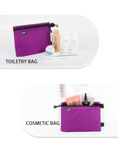GOX Small Toiletry Bag for Men Bulk Cosmetic Bag Dopp Kit Carry On Zipper Pouch Organization Nylon Small Packing Sack Waterproof (Purple) - color: Purple