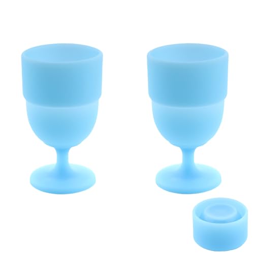 2 Pack Portable Collapsible Silicone Wine Glasses Travel Camp Wine Glasses for Picnic Indoor Outdoor Home Wedding Festival Anniversary Party, Reusable, Capacity 6.76 Oz