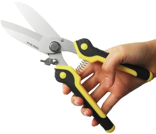9 Inch Aviation Tin Snips, Heavy Duty Metal Cutter | Stainless Steel Blade, Safety Lock, Multifunction Cutting of Branches, Cable Wires, Thin Iron - size: 9 Inch Straight Snips