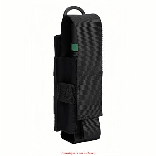 Tactical Flashlight Holster MOLLE Torch Holder MK4 OC/Mace Pepper Spray Canister Carrier EDC Flash Light Pouch Multitool Case with Strap&Snap Clip for Duty/Combat Belt Backpack Vest Chest Rig - color: Black