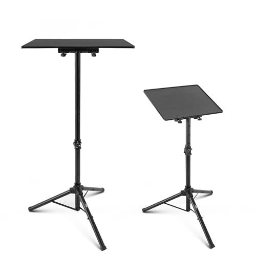 PYLE-PRO Universal Laptop Projector Tripod Stand - Computer, Book, DJ Equipment Holder Mount Height Adjustable Up to 39.37” w/ 14” x 11” Plate Size -for Office, Home, Stage, Studio, DJ Racks Holder - size: 14'' x 11''