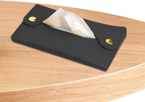 1Pc Pocket Tissue Holder - Tissue Holder | Travel Pouch for Tissue | Pocket Paper Towel | Tissue Bag Holder | Paper Towel Pu Leather Case | Paper Box Bag | Tissue Storage Bag (Black)