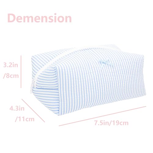 PAZIMIIK Cozy Makeup Bag for Women,Zipper Cosmetic Pouch,Stripe Blue,2 Pack - color: Stripe Blue