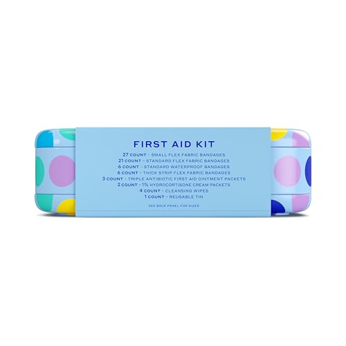 Welly First Aid Kit - Bravery Badges in Flexible Fabric and Waterproof, Singe Use Ointments Triple Antibiotic, Cleansing Wipes and Hydrocortisone - 70 Count
