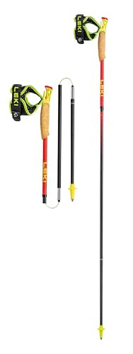 LEKI Ultratrail FX.One Superlite Trekking Poles | Carbon, Foldable, Ultralight Trail Running & Hiking Sticks - color: Red-Yellow-Carbon, size: 110 cm
