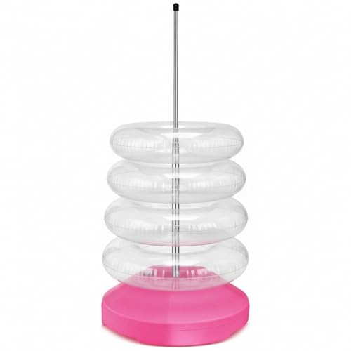 Pool Float Storage Rack Pool Float Holder Stainless Steel Equipment Holder Water Filling Base Portable Scalable Outdoor Rack for Swimming Outdoor Storage(13 x 59 in,Pink) - color: Pink, size: 13 x 59 in