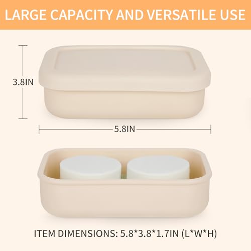 Leak Proof Travel Soap Case,Large Silicone Travel Soap Holder,Portable Soap Box with Drainage Layer,Bathroom Shatter Proof,Suitable for Travel, Bathroom, Camping, Gym(Off-White) - color: Off-white