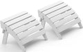 SERWALL Folding Adirondack Ottoman Set of 2, No-Assembly Outdoor Footstool, High Impact Polystyrene Folding Adirondack Footrest, White - color: White, size: 2 Pcs