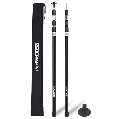 REDCAMP 2 Pack Aluminum Adjustable Camping Tarp Poles 90" Telescoping Poles | Set of 2 Heavy Duty Lightweight Waterproof Camping Telescoping Tent Pole Shelter Sun Shade Poles Canopy Rain Cover, 7.5ft - color: Black, size: 36-90in (Telescoping)