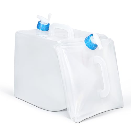 2 Pack Collapsible Water Container with Spigot, Foldable Cube Water Jugs Portable Water Storage for Outdoors Camping Hiking Disaster Preparedness & Survival Gear 1.4/2.6/4/5.3 Gallon - size: 4Gallon, style: Stylea
