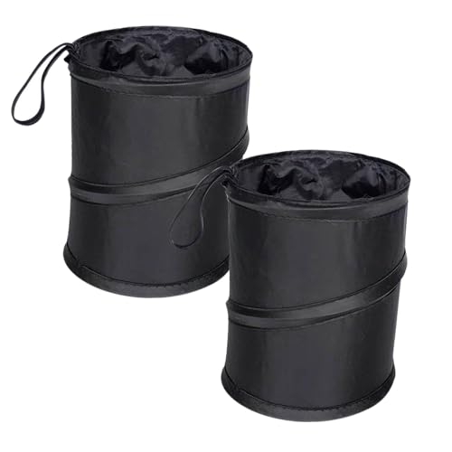 PUXING 2PCS Car Trash Can - Mini Collapsible Pop-up Car Garbage Can | Waterproof Hanging Car Trash Bag w/Elastic Band,Portable Garbage Bin for Car/Home,Travel