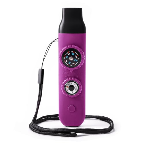 Emergency Survival Safety Whistle，Whistle for Kids with Lanyard,Compass,Thermometer,Ideal for Kayaking, Boating, Hiking, Camping, Climbing - color: Plum