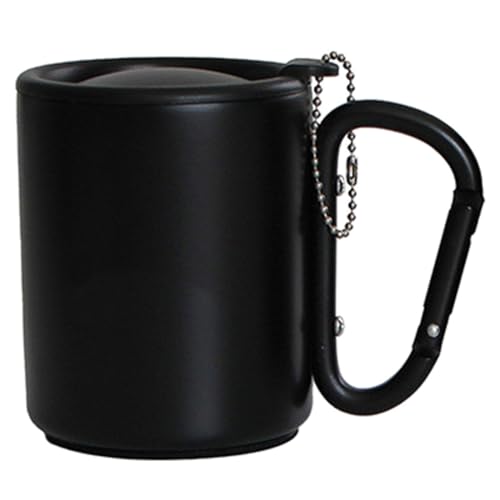 Portable Carabiner Hook Handle Mug with Lid Outdoor Mug Camping Hiking Cup Insulated Mug
