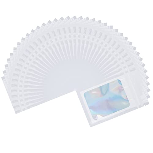 DOSEWART 200Pcs 3 x 4.6Inch Resealable Holographic Bags with Clear Window - color: White