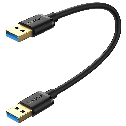 SUNGUY USB to USB Cable 1FT Short, USB 3.0 Type A Male to Type A Male Cable Data Transfer up to 5Gbps Compatible with Printers, Modems, Hard Drives, Monitor, Camera, Wacom, DVD, Hub - size: 1FT
