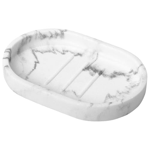 Luxspire Oval Soap Dish, Raised Bar Holder with Drainage, Gravel White - color: Gravel White