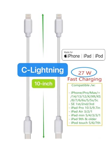 10-Pack Multi Short USB Cables & TypeC-C Cables for Charging Stations Compatible/w iPhone17,16,15, iPhone5-14/ iPads/iPad mini/iPad Pros/Samsung Moblies & Tablets/Pixel & Nexus/HTC/Sony(White) - color: White
