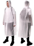 ANYOO 2-Pack Rain Ponchos for Adults Reusable Raincoats with Hooded and Drawstring Emergency for Men Women - color: White