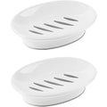 WYOK 2-Pack Soap Dish Plastic Soap Holder with Drainage for Shower (White) | Bar Soap Tray, Soap Case with Drain, Keep Soap Dry, Self Draining, Non-Slip, Easy Cleaning, For Bathroom Kitchen Sink - color: White
