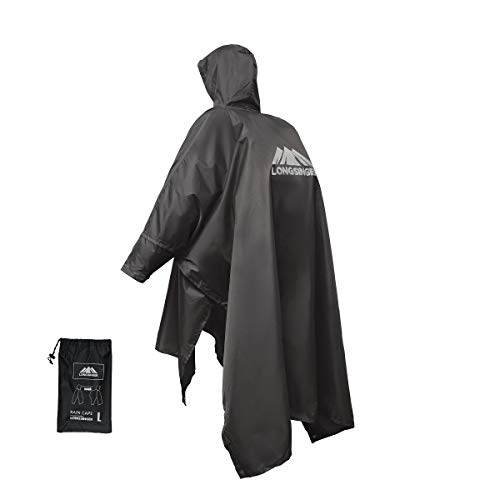 Rain Poncho for Adult, Waterproof Rain Poncho with Hood and Sleeve, Ideal for Hiking, Hunting, Camping - color: Navy Blue