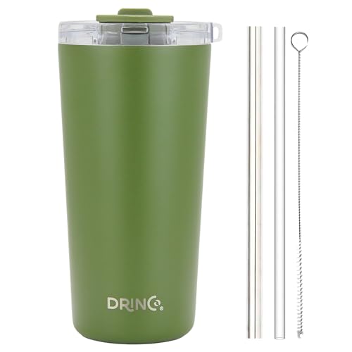 Drinco - 20 oz Stainless Steel Tumbler | Double Walled Vacuum Insulated Mug With Lid, 2 Straws, For Hot & Cold Drinks (20oz Forest, 20oz) - color: 20oz Forest