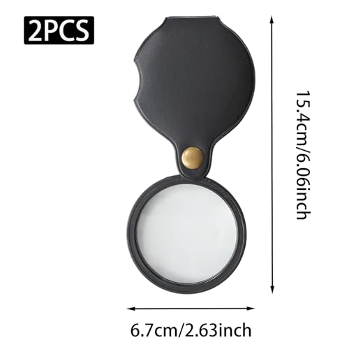 20X Pocket Magnifying Glass 2 Pcs Portable Pocket Magnifier - color: Black