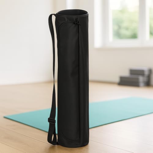 Oxford Yoga Mat Bag with Zipper Closure, Thickened Shoulder Carry Yoga Tote for Mat Storage and Outdoor Practice (Black) - color: Black