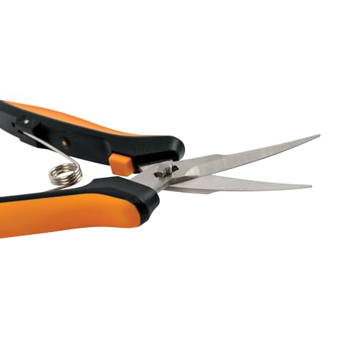 Fiskars 6" Curved Micro-Tip Pruning Snips, Garden Scissors For Tight Spaces | Take-Apart Design, For Intricate Trimming & Shaping, Steel Blades with Easy Action Spring, SoftGrip Handles, Sheath Included - style: Curved Snips