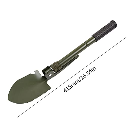Military Small Folding Camping Shovel, Mini Compact Pickaxe with Carrying Pouch for Gardening, Off Road, Hunting, Car Emergency, Remove Ice (Military Green) - color: Military Green