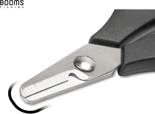 Booms Fishing Scissors for Braided Line: Braided Line Cutter with Zinger Retractor for Saltwater and Freshwater - Micro Serrated Shears Multi-Function Fishing Snips, S01 3.9" Black - color: Black_1