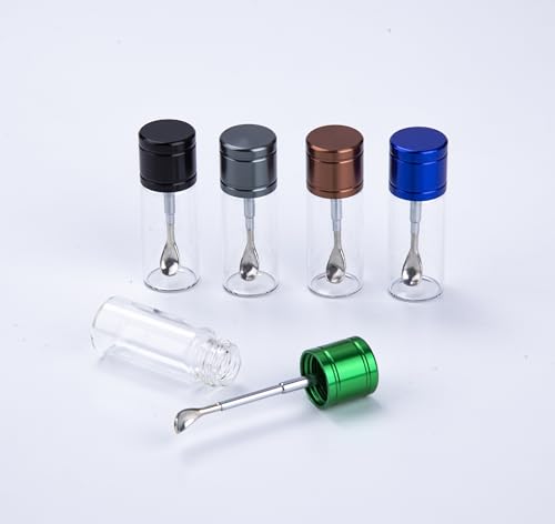 5-Pack Mini Glass Storage Box, Sealing Spices Jar Container with Spoon, Compact Portable Travel Food Storage Case for Spices, Condiment, Salt- Fit Home,Outdoor,Kitchens,Camping