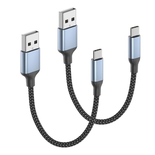 6 inch Short USB to USB C Cable Fast Charging, 2Pack USB to USBC Cable Short Braided 0.5ft Type C Charger Cord for iPhone 17/16/15 Pro Max, Samsung Galaxy S24, Google Pixel, iPad - size: 0.5 FT