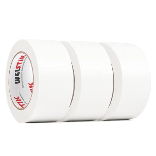 WELSTIK Professional Duct Tape 3 Pack,1.88" x 30 yd Waterproof Tape Fabric Coloured Gaffer Tape for Repairs, DIY, Crafts, Indoor and Outdoor Use,White - color: White