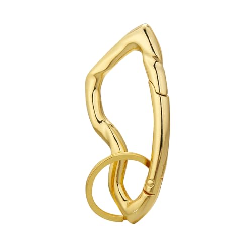 Cute Y2K Carabiner Keychain Clips Irregular Cool Multi-Use Large Heavy Duty Carabiner Hook Key Ring Outdoor Accessories Buckle - color: Gold Tone