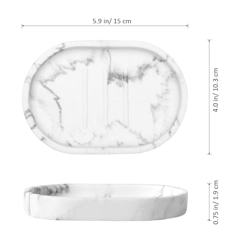 Luxspire Oval Soap Dish, Raised Bar Holder with Drainage, Gravel White - color: Gravel White