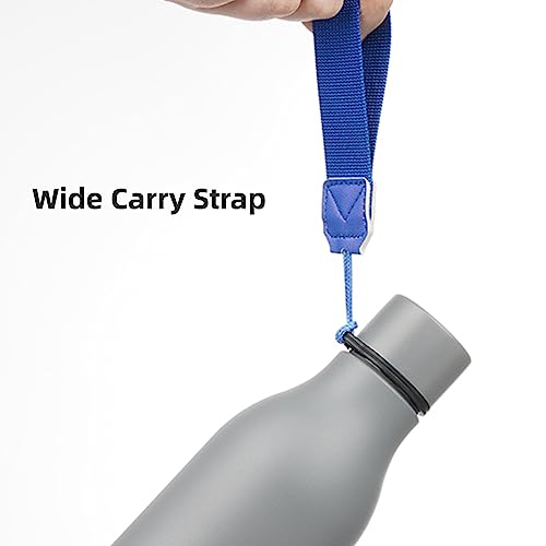 Konokyo 18 oz Insulated Stainless Steel Metal Water Bottle with Strap - color: Gray, size: 18 Ounces