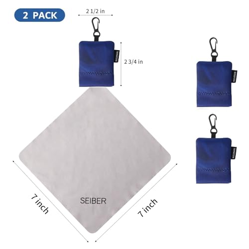 SEIBER Microfiber Eyeglass Cleaning Cloth with Glasses,Ultra-Soft,2P, Blue | For Lens Camera and Screen, With Pouch, Self-Closing Bottom,Scratch-Free,Streak-Free, Lint-Free,Reusable and Washable - color: Blue-(2pack)