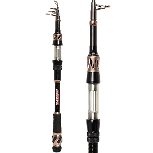 PLUSINNO Fishing Rod and Reel Combos - Carbon Fiber Telescopic Fishing Pole - Spinning Reel 12 +1 Shielded Bearings Stainless Steel BB - color: ONLY Fishing rod (not include reel), size: 2.4M 7.87FT