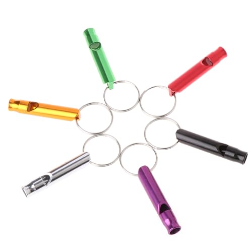 Aluminum Survival Whistle, 6Pcs Outdoor Survival Safety Whistle Whistle Keychain for Hiking Camping Random Color Aluminum Alloy