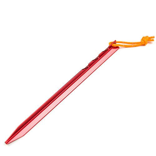 Aluminum Alloy Tent Stakes Pegs, 12-Pack Aluminum Ground Pegs with Reflective Pull Ropes, Lightweight Metal Stakes Pegs for Camping Tents Hammocks - color: Red