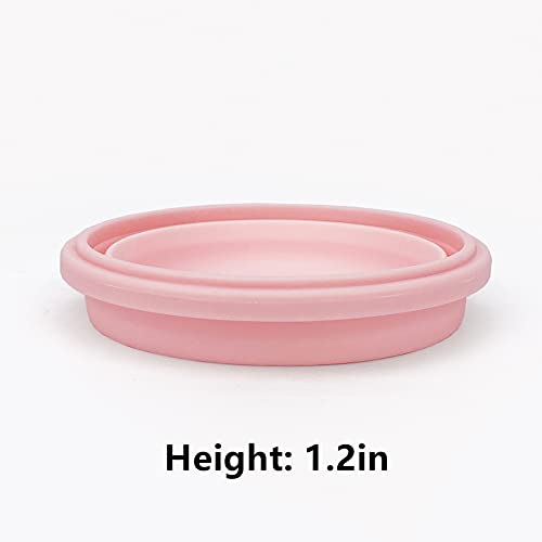 CCyanzi 3piece Round Collapsible Bowl with Lids, Silicone Food Storage Containers, Microwave & Freezer Safe, Space Saving for Kitchen Cabinet and Camping Backpack,(Pink) - color: pink
