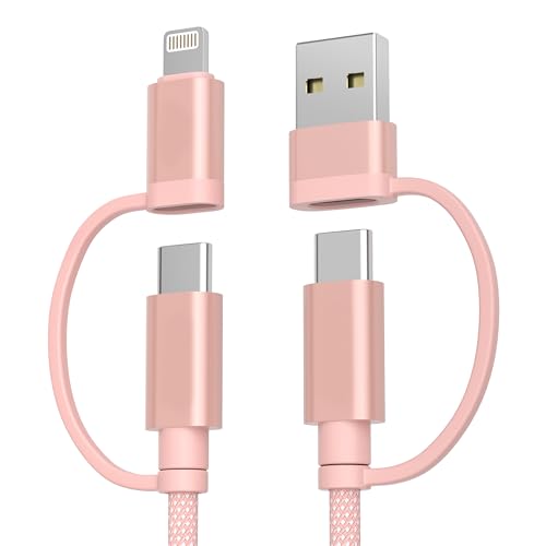 Basesailor 4 in 1 USB C to USB C Cable 10ft for iPhone 17 16 15 14 Plus Max - color: Pink, size: 10FT/3M