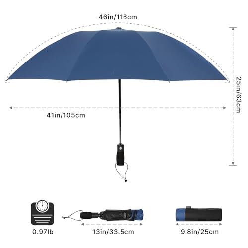 G4Free 46 Inch Inverted Umbrella Windproof Travel Umbrella for Rain & Sun | Black Coating UV Protection, Strong 8 Ribs, Auto Open/Close, Reverse Folding Umbrella with Non-Slip Grip, Fits Car & Backpack - color: Blue