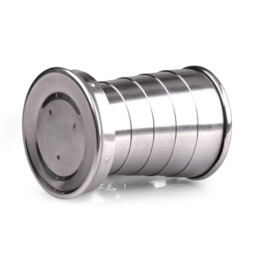 Stainless Steel Collapsible Cup, 250ml, Portable Foldable Travel Mug with Keychain for Camping, Hiking, Outdoor Use