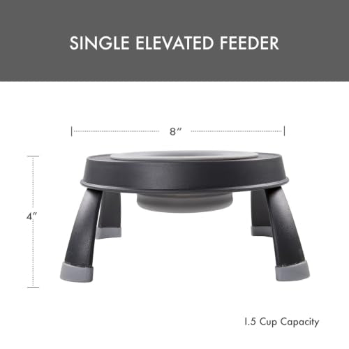 Dexas Pets Elevated Pet Feeder, Small, 1.5 Cup Capacity, Light Gray, Raised Pet Food and Water Bowl - color: Light Gray, size: Small/1.5 Cup Capacity