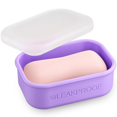 Quatish Compact Leakproof Travel Soap Case, Silicone Soap Box with Draining Layer, Enhanced Soap Container, Suitable for Camping, Gym, Bathroom, Outdoor Essentials, Purple - color: Purple, size: Regular
