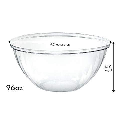 PLASTICPRO Disposable Round Crystal Clear Serving Bowls With Lids 2 Sets - size: 96 OUNCE