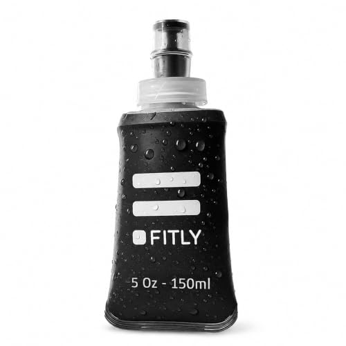 FITLY Soft Flask - Shrink As You Drink Soft Water Bottle for Hydration Pack - Folding Water Bottle Ideal for Running, Hiking, Cycling, Climbing & Rigorous Activity - color: Black, size: 5 Ounces