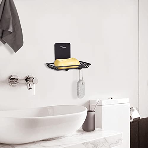 Self Adhesive Bar Soap Dish for Shower, Bathroom Soap Holder Wall Mount – Stainless Steel, Black - color: Black
